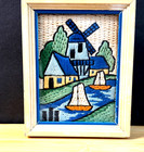  1930 s  Framed Couple Courting  Silk Flowers Needlework Framed   Bonus Piece 