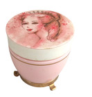 Vintage Avon Milk Glass Persian Wood Cream Sachet Jar Empty Pink Princess