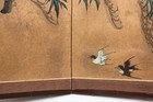 Japanese Vtg Gold 4 Panel Folding Screen Asian Byobu Painted Chinese 32x13 Asian