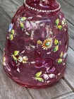 Vintage Handblown Hand Painted Cranberry Glass Decanter