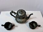 A Rare Ornate  3-piece Tea Set Quadruple Plate By Simpson Hall Miller   Co 