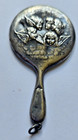 Sterling Silver Antique Art Deco Repousse Hand Mirror Pendant Hallmarks Rare