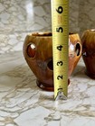 Vintage Mid Century 1960s Brown Drip Glaze Orchid Planter Pots Set Of 2 Groovy