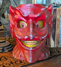 Paper Mache Vintage Style Halloween Red Devil Head Lighted Lantern 8 
