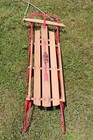 Vintage Flexible Flyer Iii 55  Wood   Metal Sled Red Rails Solid