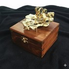 Antique Brass Pocket Sextant Navigation Nautical Marine Vintage Wooden Box