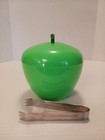 Vintage Mid-century Green Apple Ice Plastic Bucket Tongs Included 6 h