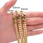 Stainless Steel Gold Plated Cuban Link Chain Necklace Bracelet For Men 7 5- 24 