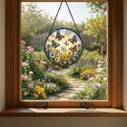 Butterfly Daisy Stained Glass Suncatcher  Window Decor Gift For Women   Mom