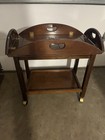 Vintage The Bombay Company Chippendale Mahogany Butler Table Or Bar Cart W  Tray