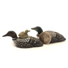 Common Loon Mini Decoys Set Of 2 Chick On Back 3  Black   White
