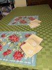 Vintage Green Basketweave Tablecloth Bundle     Tablecloth  Placemats   Napkins    