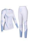  Womens Thermal Underwear Top And Bottom Sets Women Long Medium White-blue