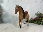 Rare Vintage Horse Figure With Real Animal Hair with Leather Saddle  12    Height