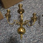 Antique Set Of 2 Solid Brass 3 Arm  Wall Mount Candelabra Candle Holder Sconce