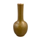 Antique Chinese 19th Century Brown Tea Dust Glaze Vase  Long Neck  Bulbous Belly