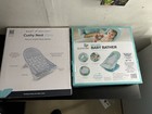 2 Summer Infant Deluxe Baby Bather Dashed Dots Gray aqua   Brand New In Box