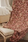 Cotton Fabric Vintage French Brown Ground Pink Floral Rose Pattern Printed 1930