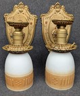 Pair  1920 s Lincoln Manufacturing Sconces With Glass Shades  Rewired   Restored