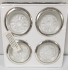 Vintage Italian Four Piece Coaster Set Genuine Crystal   Silver Coasters Italy