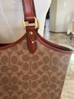 Coach Signature Canvas Tote Bag Brown Leather Trim   Pouch
