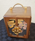 Black Walnut Wooden Jewelry Organizer With Painted Mirror Doors   Brass Handles