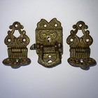 Victorian Ice Box Hinges   Lock Set Pat June 22 1897 Ornate Brass Hardware