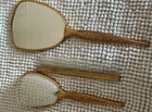 Vintage Ornate Handheld 3 Pc Vanity Set Mirror Brush Comb Gold Tone