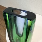 Heavy Green And Blue Vase Cute Vintage