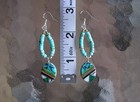 Handmade Navajo Indian  Sterling Silver  Turquoise  Mop   Malachite Earrings 