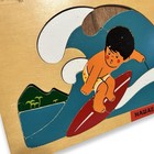 Vintage Hinshaw Anekoma Hawaii Wooden Tray Puzzle Surfing Boy Mcm 