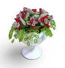 Vintage Handmade French Beaded Flower Bouquet Arrangement  Glass Seed Beads 4 5 