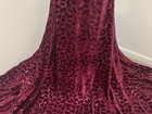 Burgundy Stretch Velvet Sequins Embroidery Fabric 60    Width Sold By Yard