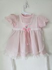 Vintage Dress Baby 18 Months Pink Lace Collar Polka Dot Usa Toddler New