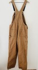 Carhartt Bib Overalls Mens 34 X 34 Brown Canvas Loose Fit  Zip To Waist Workwear