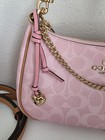 Nwt Coach Gold Powder Pink Teri Shoulder Bag Signature With Charms Cea20