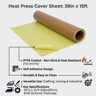 Heat Press Cover Sheet Self-adhesive Ptfe Coated Fiberglass Fabric 39inx15ft
