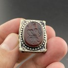 Ancient Rare Design Roman King Intaglio Afghani Silver Plated Brass Unique Ring