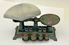 Vintage Mini Cast Iron Balance Scale With Four Weights Original Pan