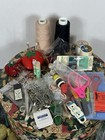Vintage Sewing Kit And Accessories Lot Needles Eyelets Threads Books Scissors