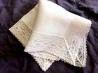 Vintage White Hanky Linen Lace Wedding Handkerchief Hankie