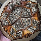 Vintage Turkish Hand Painted Etched Copper Engraved Plate Wall Hanging 7 75   