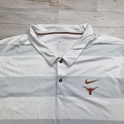 University Of Texas Longhorns 2xl Nike Dri-fit White gray Stripe Polo Golf Shirt