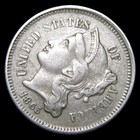 1865 Copper Nickel Three Cent Piece 3cp Cud Retained Cud Stunning Coin --  pp543