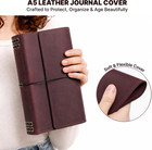 Leather Journal Cover A5 - Refillable Notebook Cover With 6 Elastic Bands  Zippe