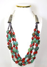 Navajo Wilbert Manning Wmt Sterling Silver Turquoise Coral Multi Strand Necklace