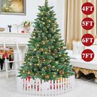 4 5 6 7ft Artificial Christmas Tree Snow Flocked Pine Cone Metal Stand W  Lights
