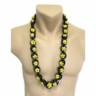 Kukui Nut Lei Hibiscus Yellow Flower Necklace Hawaiian Wedding Luau Graduation