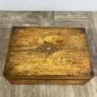 Antique Wood Travel Writing Desk Lap Desk Locking No Key Inlay 19th-early 20th