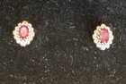 Vintage 9ct Ruby   Diamond Earrings